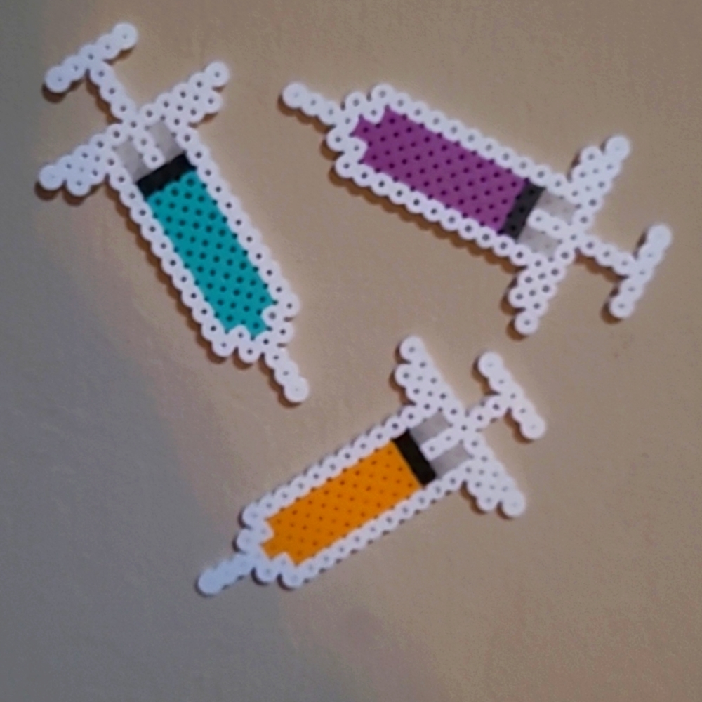 Set of 3 pearler bead test tube wall decoration